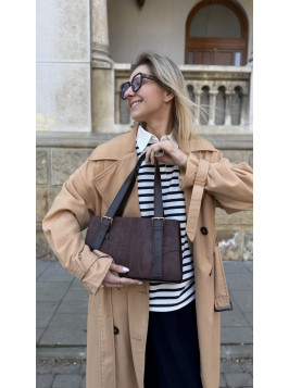 Жіноча сумка багет шоколадна замшева 24-74А