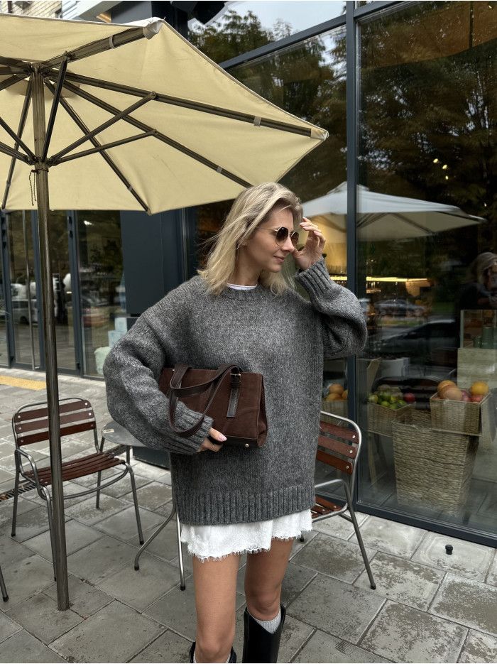 Жіноча сумка багет шоколадна замшева 24-74А