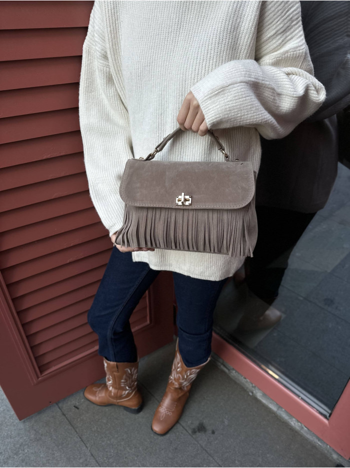 Жіноча сумка крос боді мокко замшева 24-79