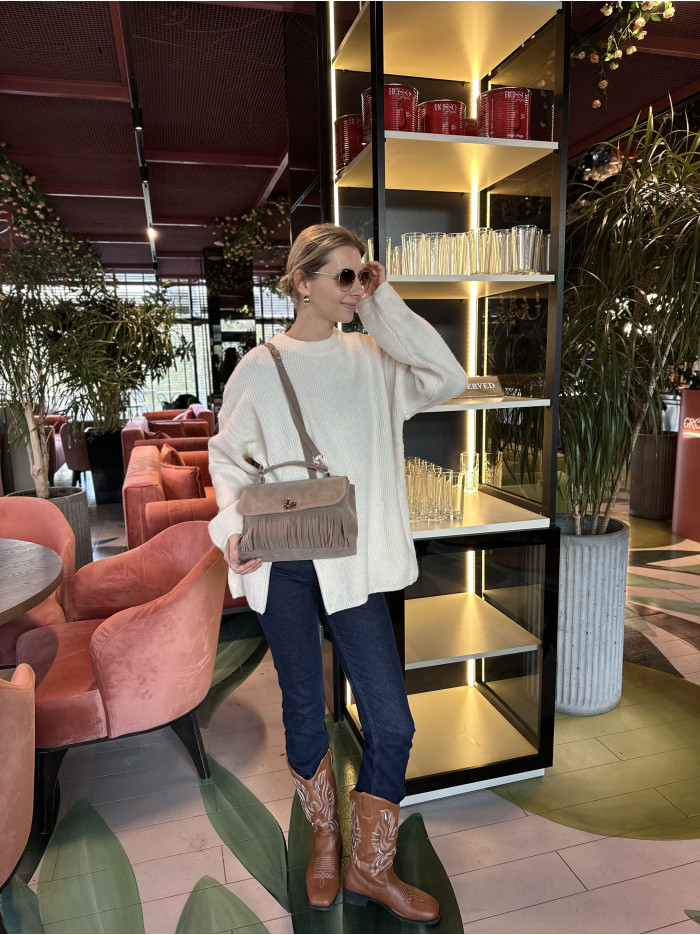 Жіноча сумка крос боді мокко замшева 24-79