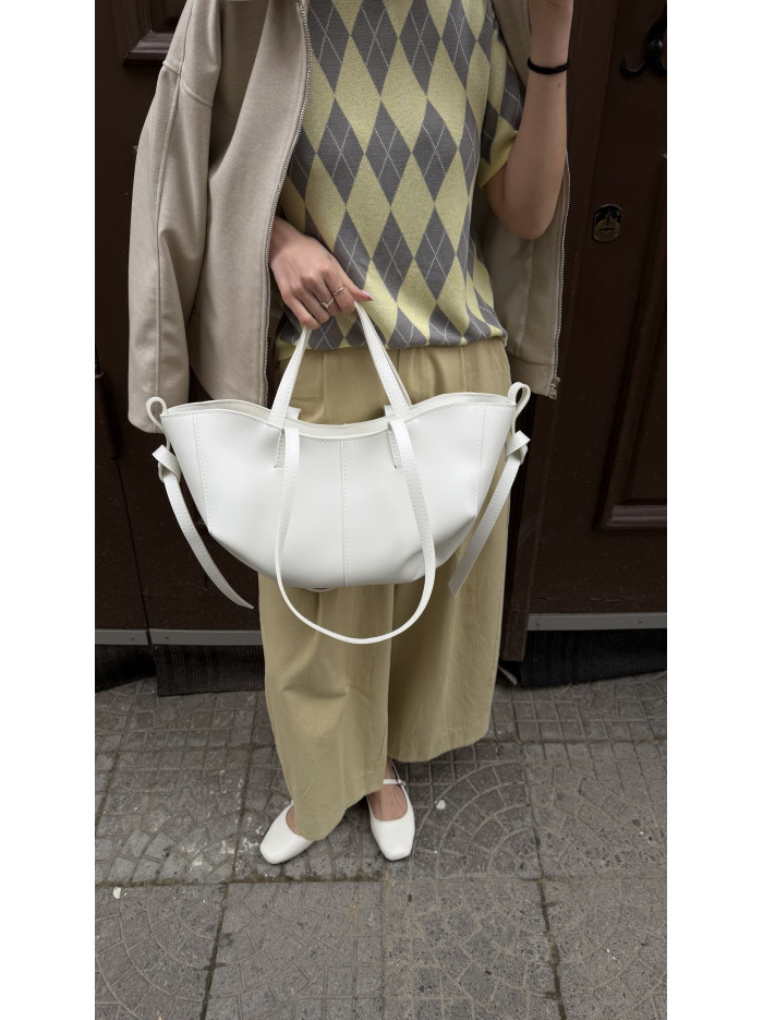 Жіноча сумка шопер біла 24-82