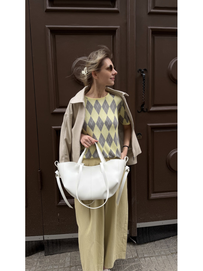 Жіноча сумка шопер біла 24-82