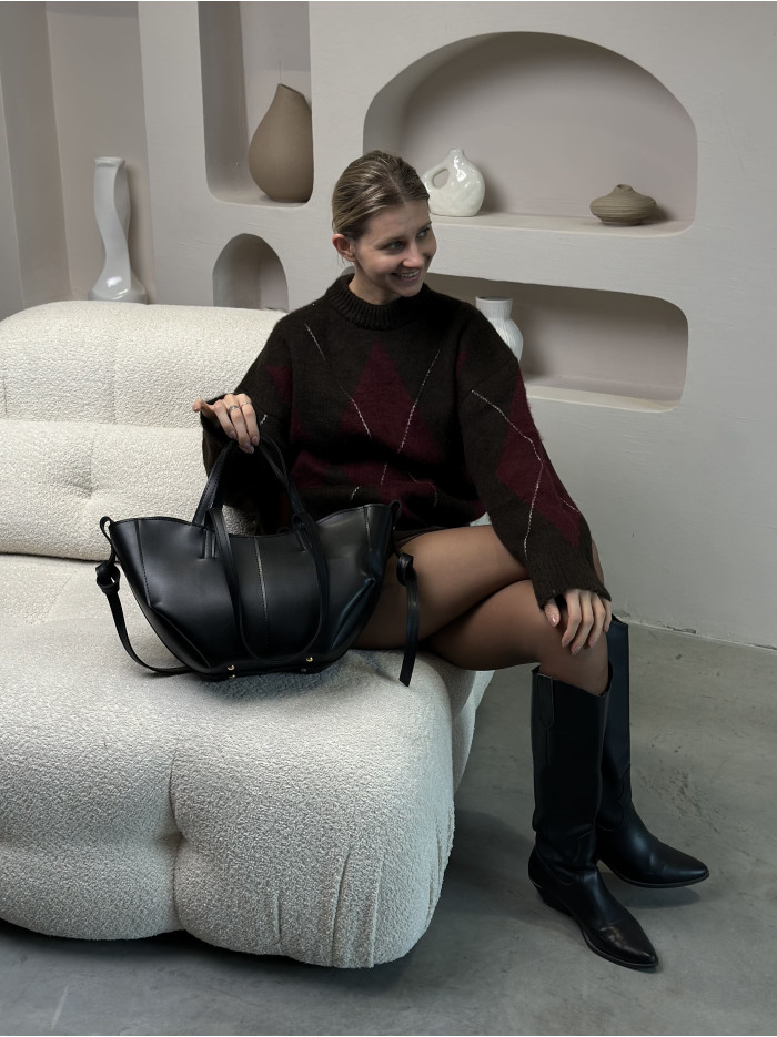 Жіноча сумка шопер чорна 24-82