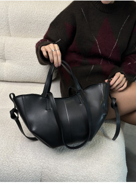 Жіноча сумка шопер чорна 24-82