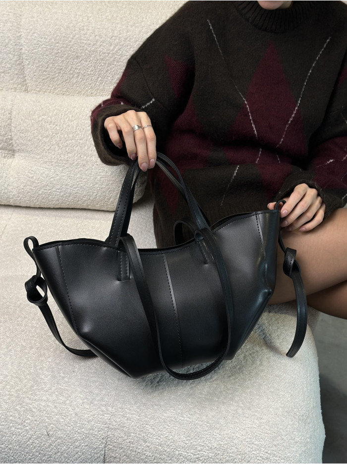 Жіноча сумка шопер чорна 24-82