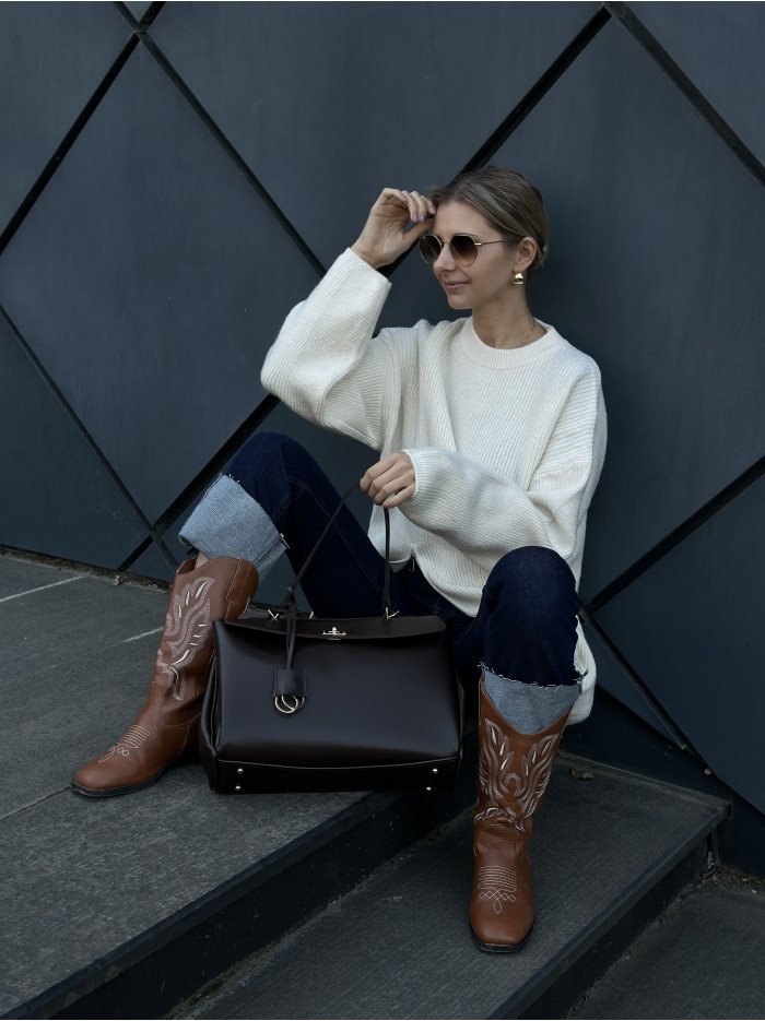 Жіноча сумка шопер шоколадна 24-83