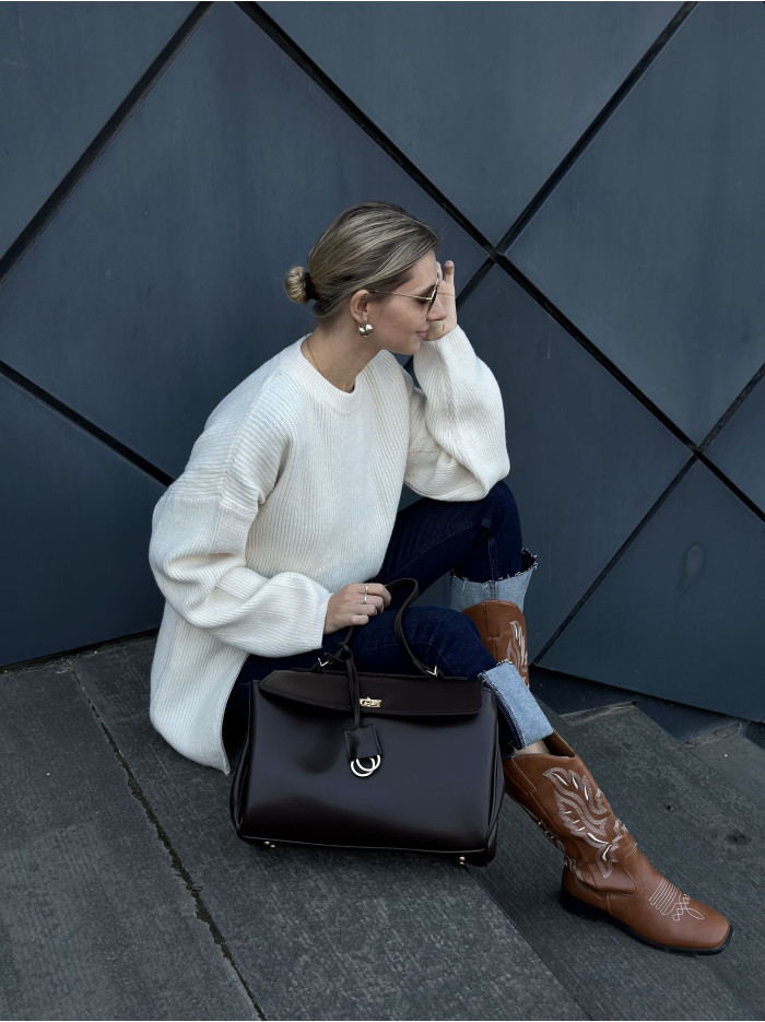 Жіноча сумка шопер шоколадна 24-83