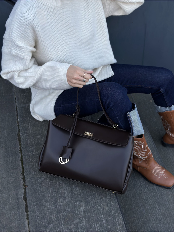 Жіноча сумка шопер шоколадна 24-83