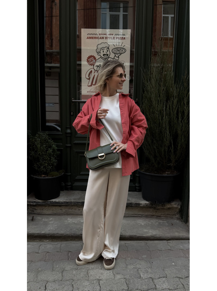 Жіноча сумка крос боді оливкова 25-01