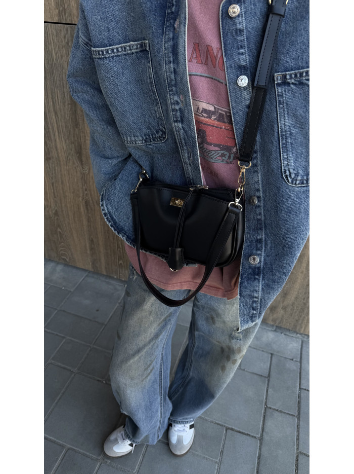 Жіноча сумка чорна крос боді 25-03