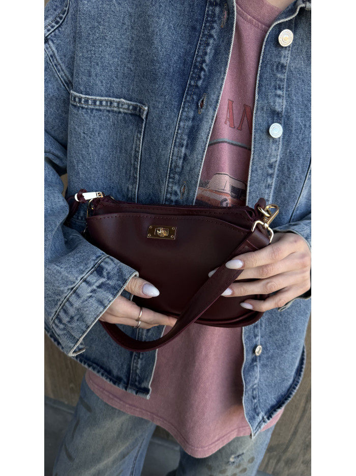 Жіноча сумка бордова крос боді 25-03