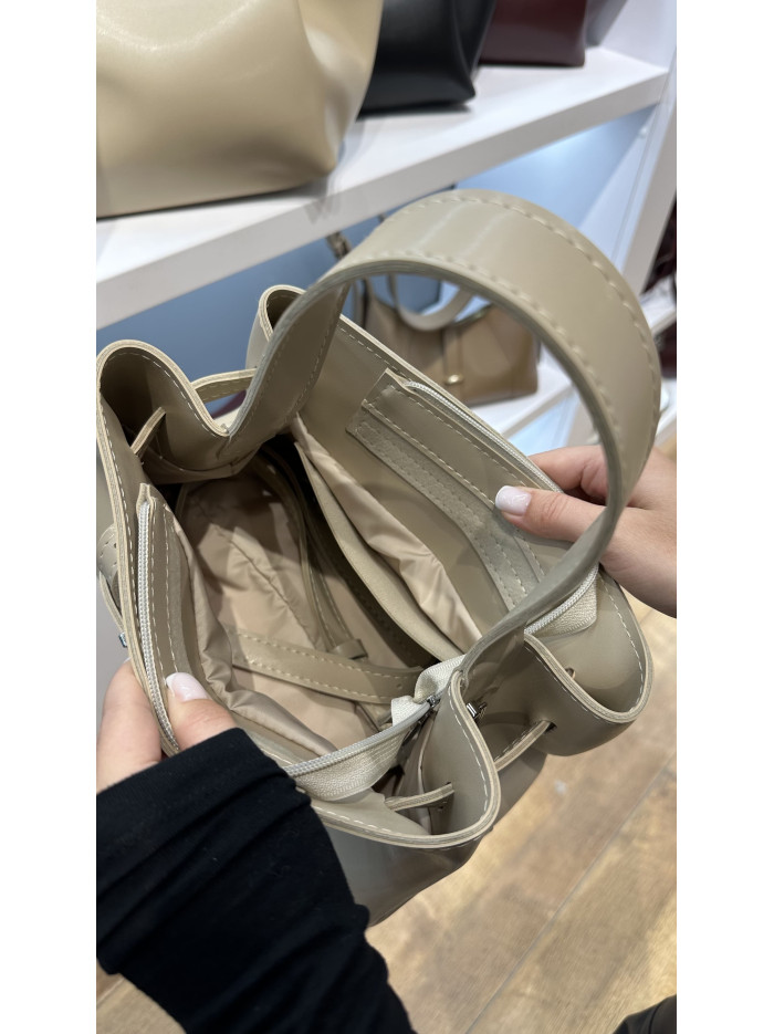 Жіноча сумка крос боді бежева 25-04