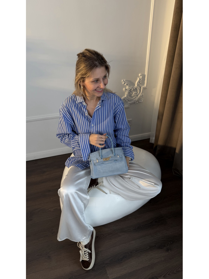 Жіноча сумка крос боді блакитна замшева 25-12