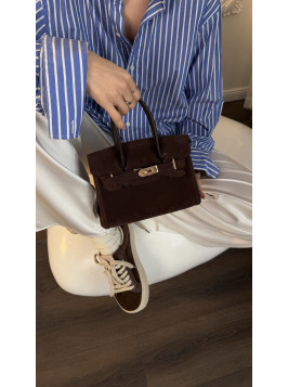 Жіноча сумка крос боді шоколадна замшева 25-12