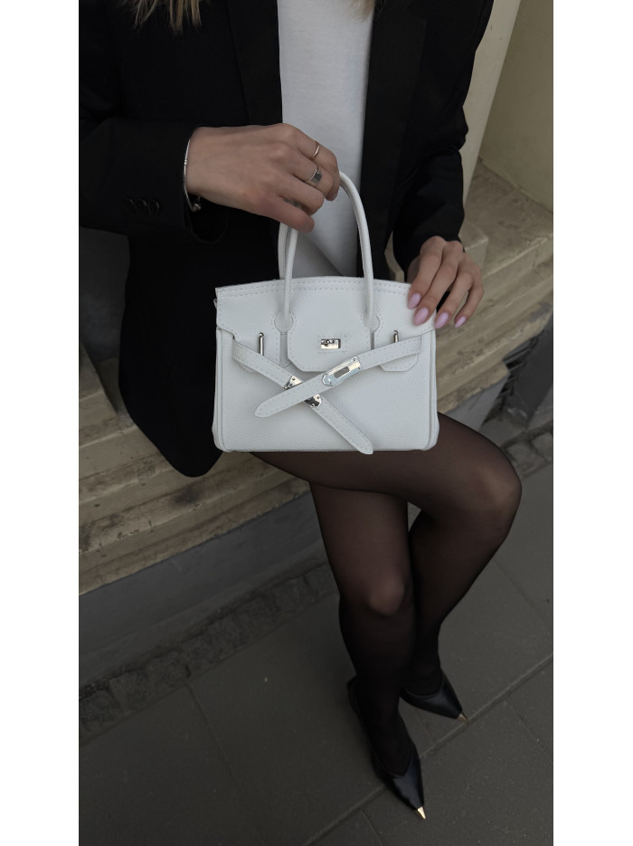 Жіноча сумка крос боді біла зерниста 25-12