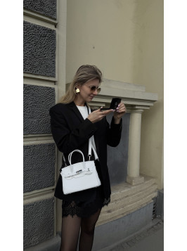 Жіноча сумка крос боді біла зерниста 25-12