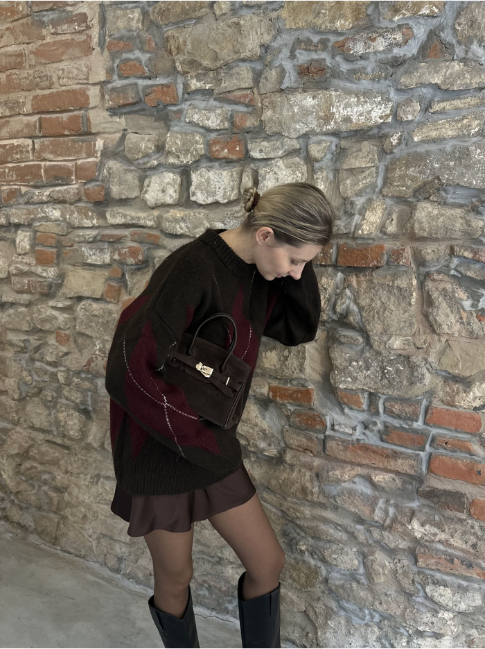 Жіноча сумка крос боді шоколадна замшева 25-12