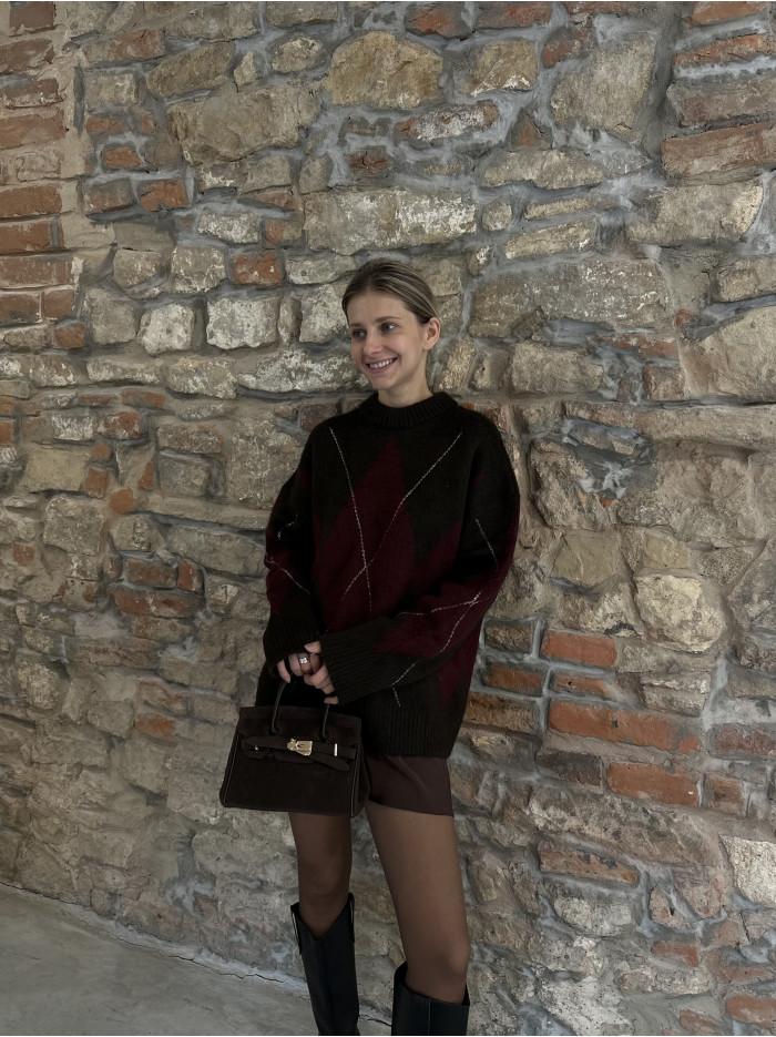 Жіноча сумка крос боді шоколадна замшева 25-12