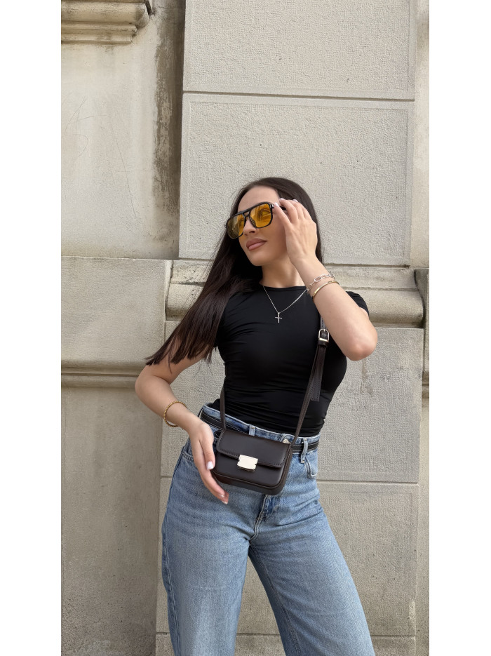 Жіноча міні сумка шоколадна 25-18