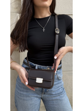 Жіноча міні сумка шоколадна 25-18