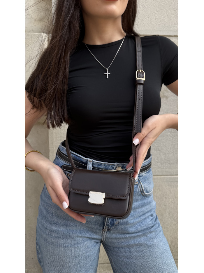 Жіноча міні сумка шоколадна 25-18