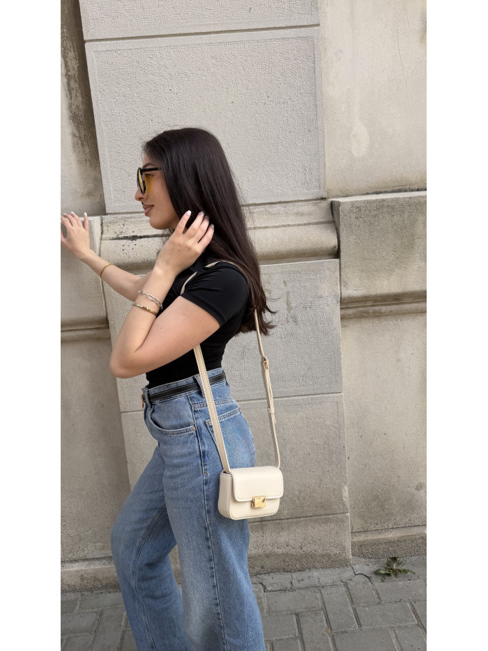 Жіноча міні сумка молочна 25-18
