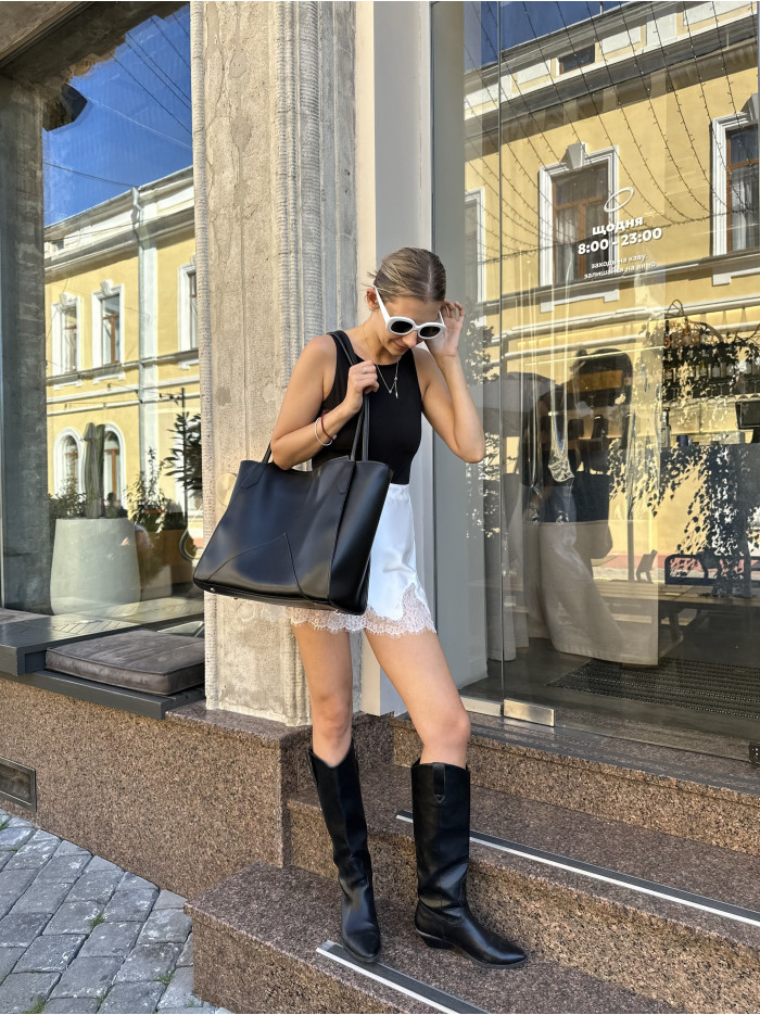 Жіноча сумка шопер чорна 25-30