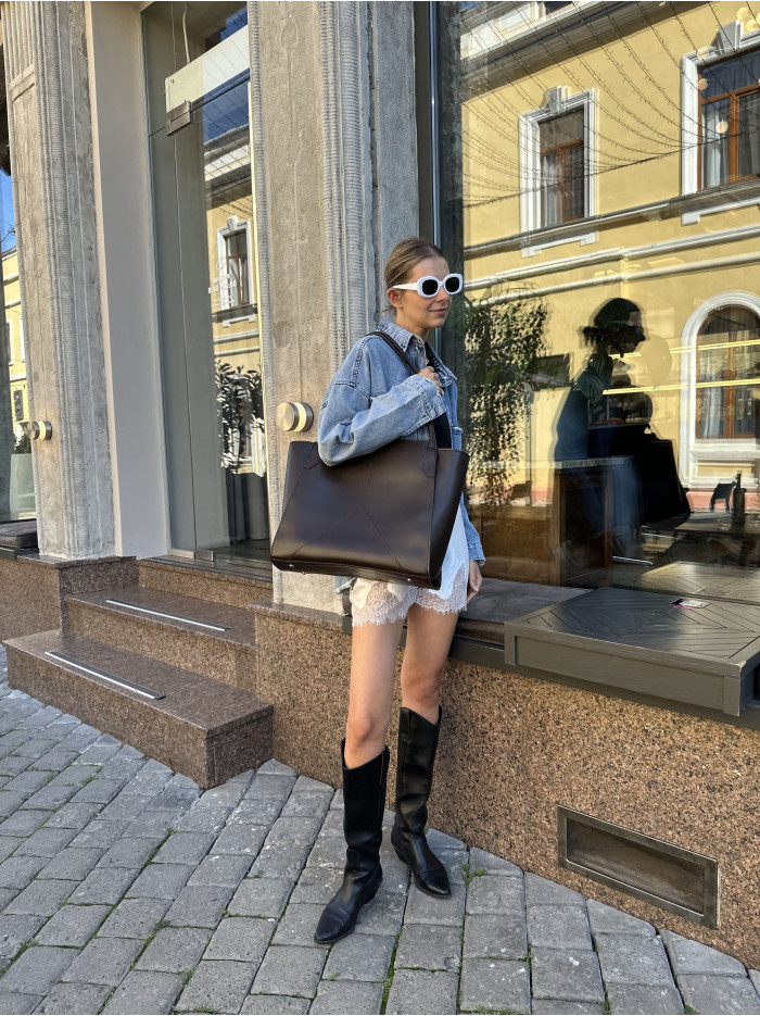 Жіноча сумка шопер шоколадна 25-30
