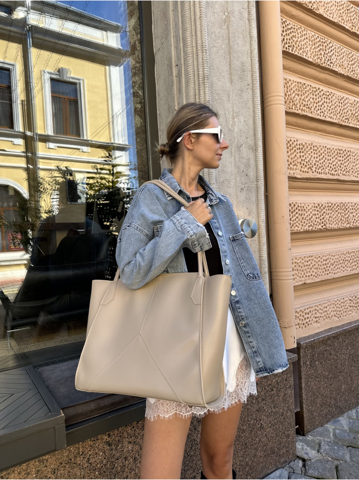 Жіноча сумка шопер бежева 25-30