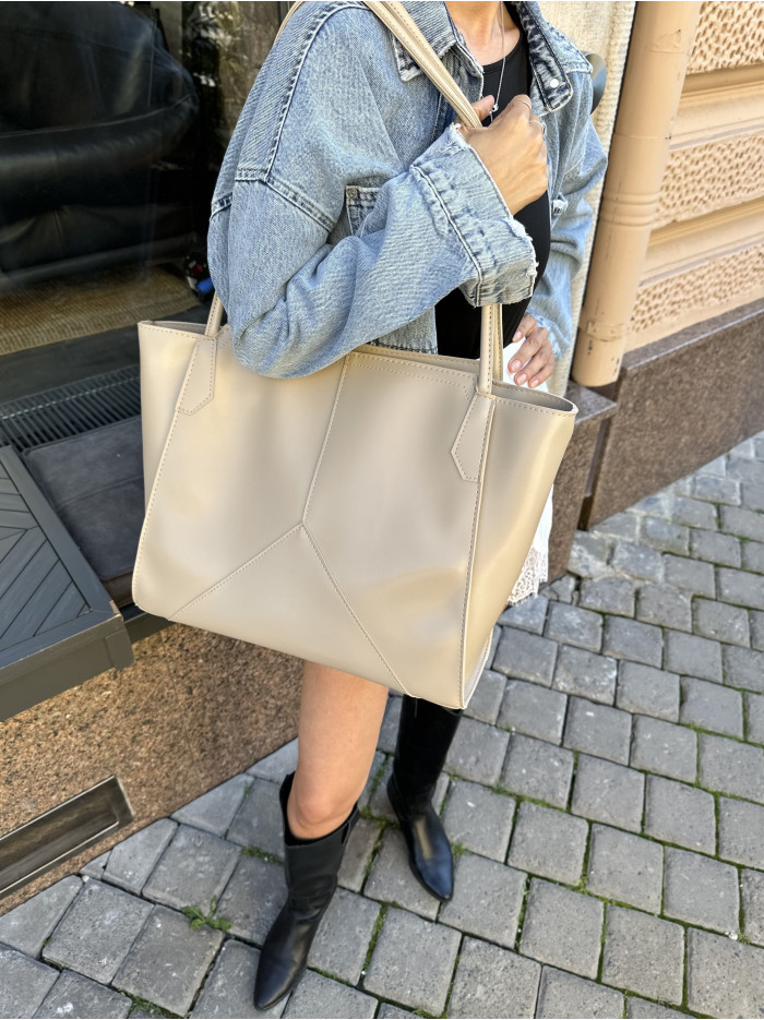 Жіноча сумка шопер бежева 25-30