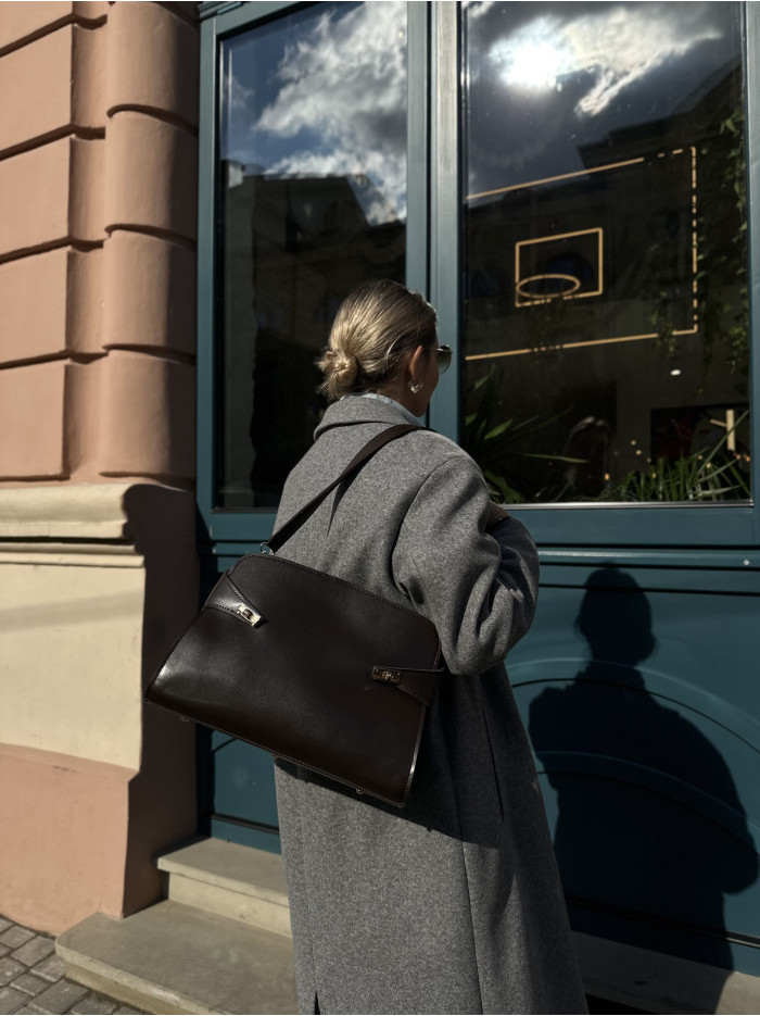 Жіноча сумка шопер шоколадна 25-51