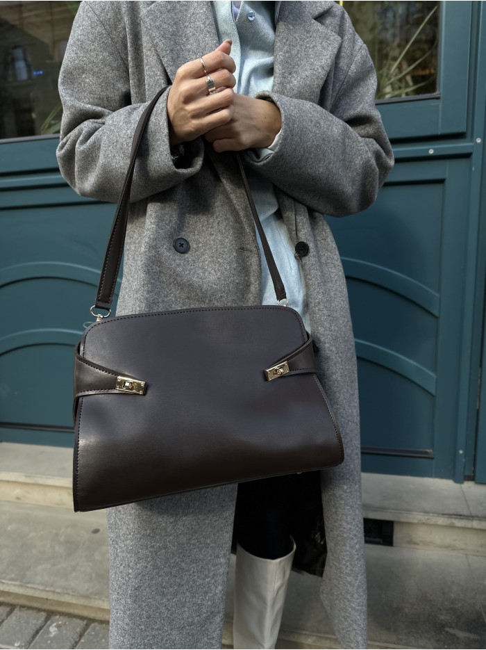 Жіноча сумка шопер шоколадна 25-51