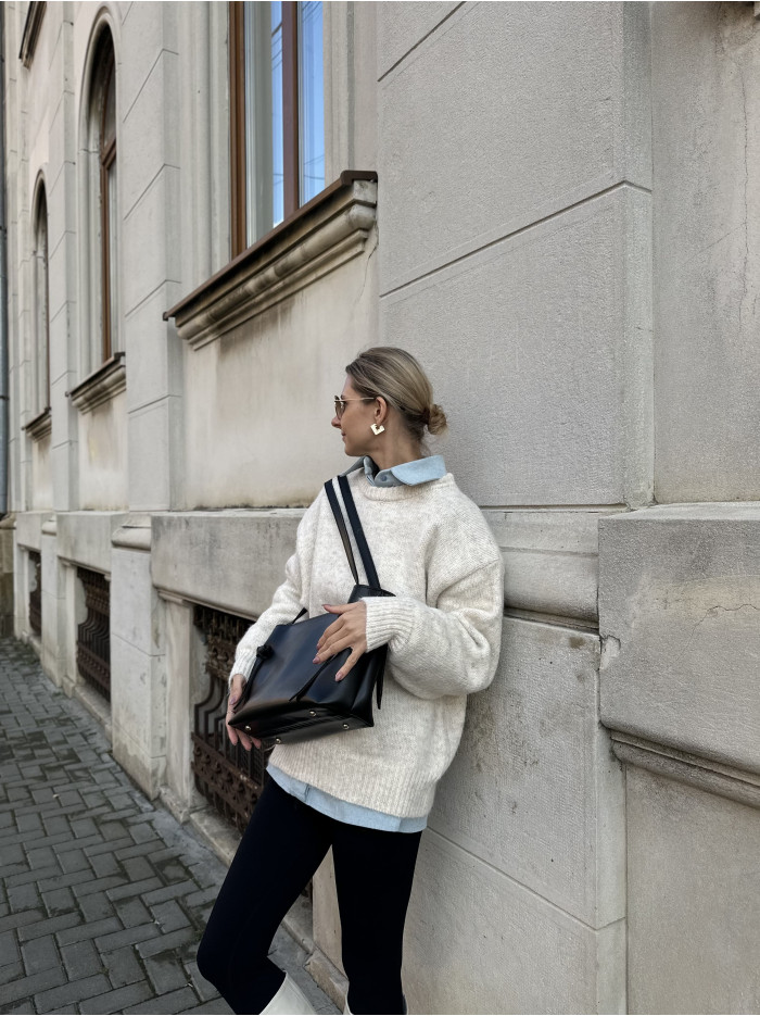 Жіноча сумка шопер чорна 25-60