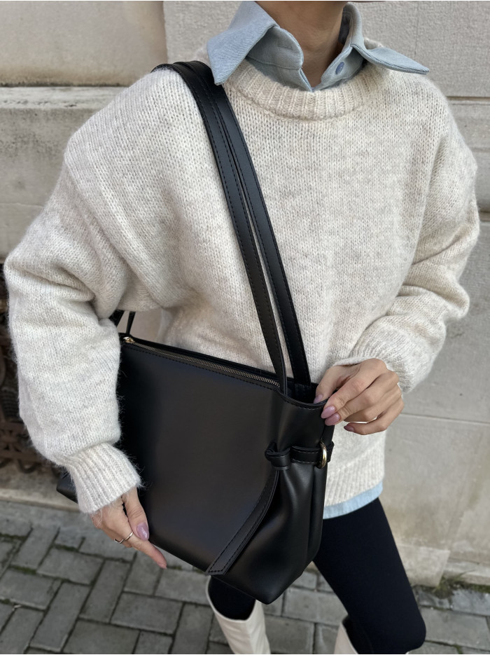 Жіноча сумка шопер чорна 25-60