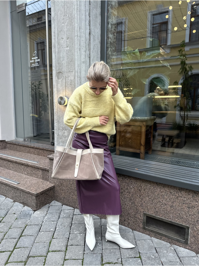 Жіноча сумка шопер бежева 25-64