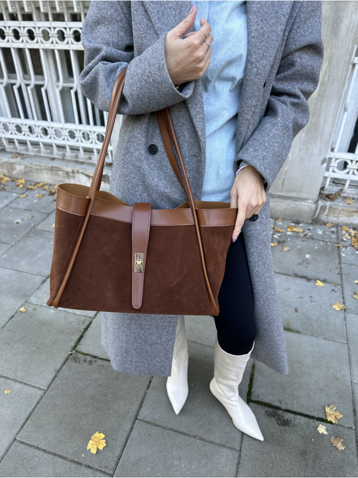 Жіноча сумка шопер карамельна 25-64