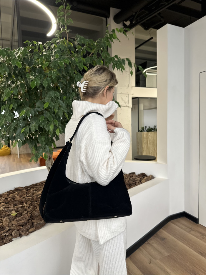 Жіноча сумка шопер чорна 25-68