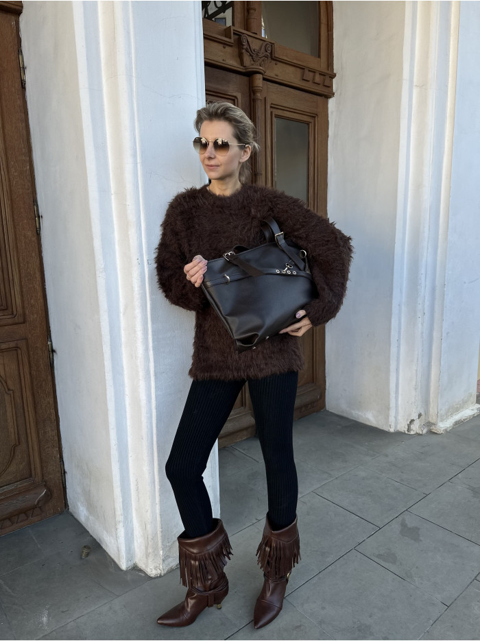 Жіноча сумка шопер шоколадна 25-82