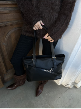 Жіноча сумка шопер чорна 25-82