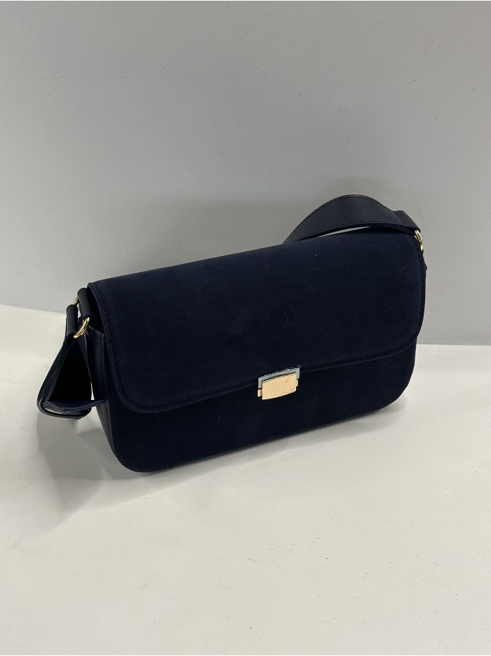 Жіноча сумка крос боді 25-83 синя замшева