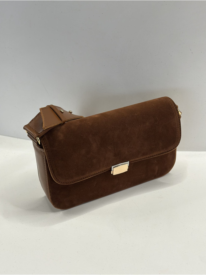 Жіноча сумка крос боді 25-83 карамельна замшева