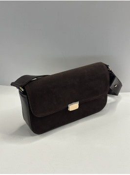Жіноча сумка крос боді 25-83 шоколадна замшева