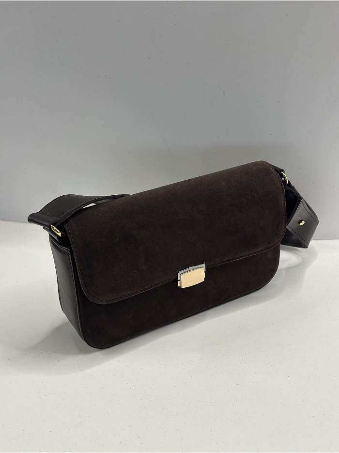 Жіноча сумка крос боді 25-83 шоколадна замшева