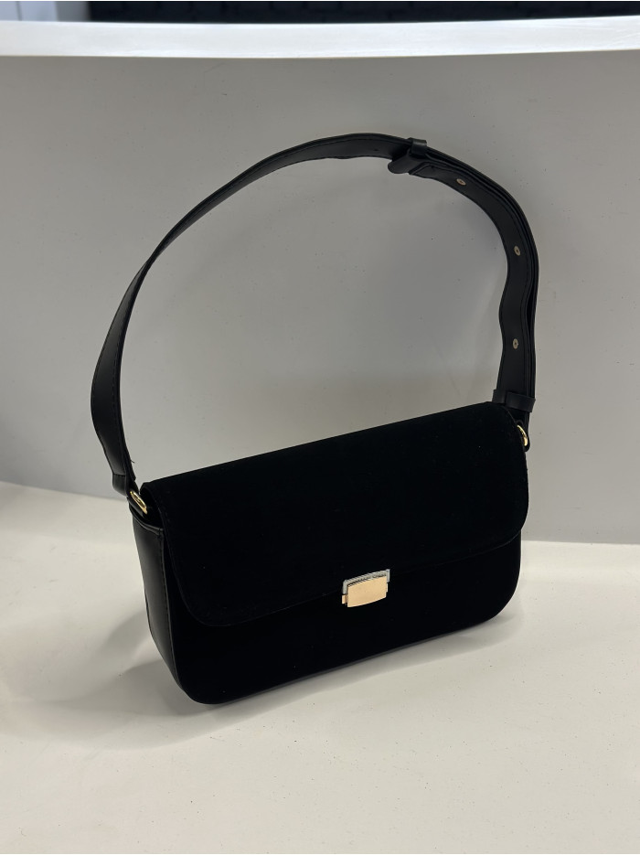 Жіноча сумка крос боді 25-83 чорна замшева