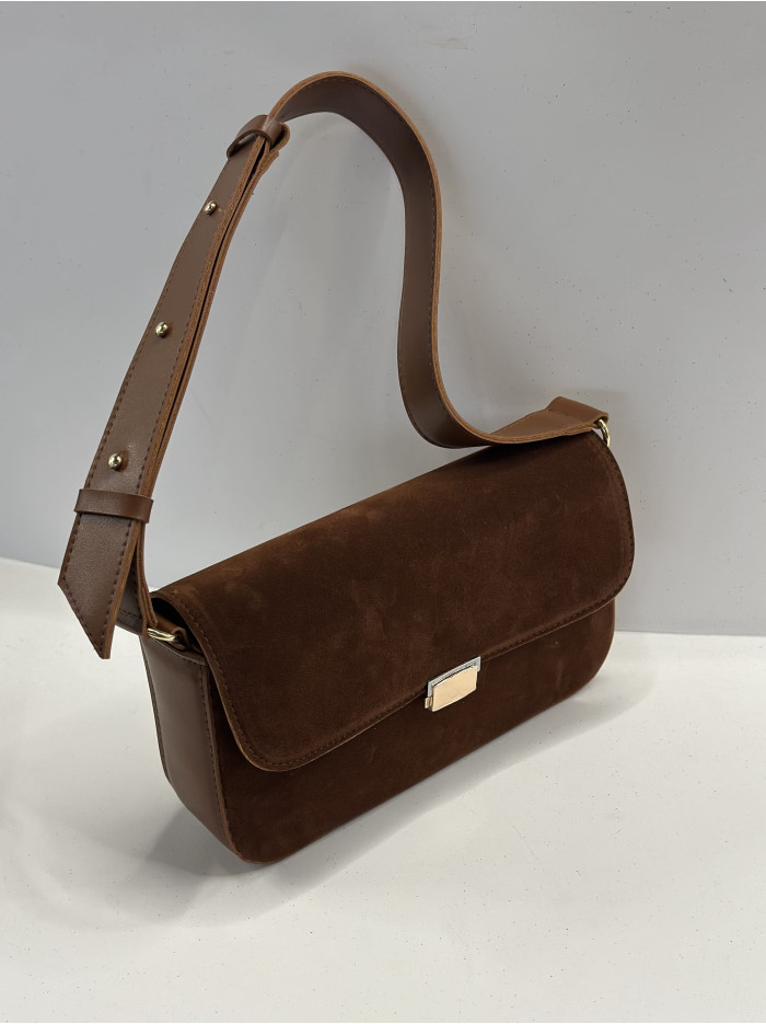 Жіноча сумка крос боді 25-83 карамельна замшева