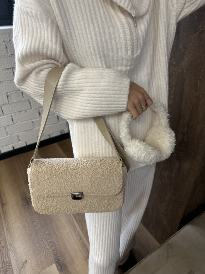 Жіноча сумка крос боді 25-83 бежева тедді