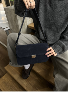 Жіноча сумка крос боді 25-83 синя замшева