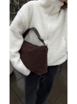 Жіноча сумка крос боді 25-87 шоколадна замшева