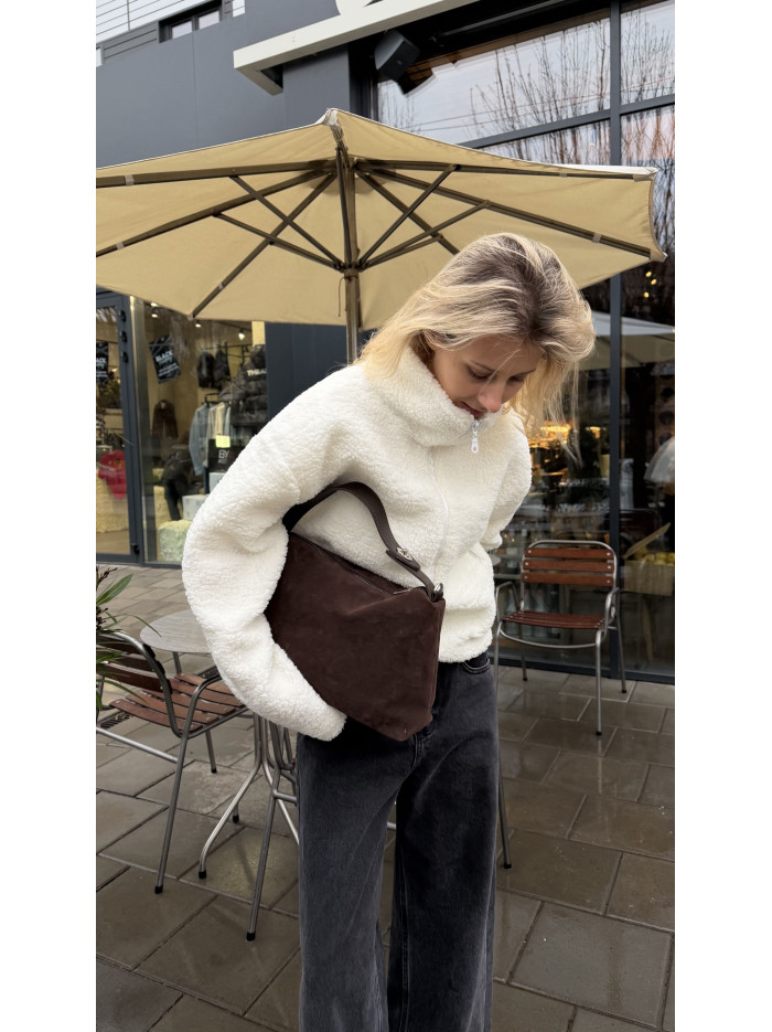 Жіноча сумка крос боді 25-87 шоколадна замшева