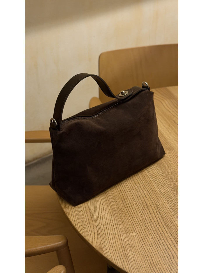 Жіноча сумка крос боді 25-87 шоколадна замшева